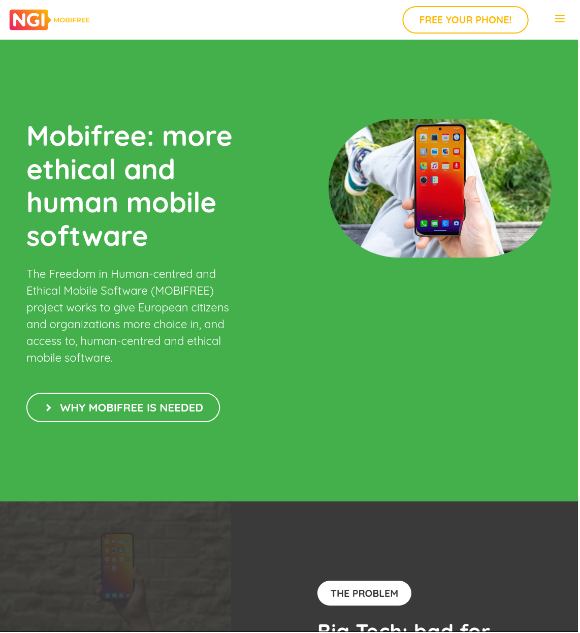 Screenshot of Mobifree website main page