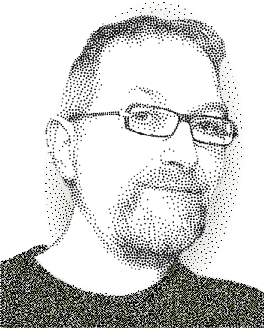 Portrait image of Michiel Leenaars represented in dots rather than a real-life picture